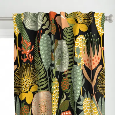Spoonflower Large Retro Garden Black Curtain Panel