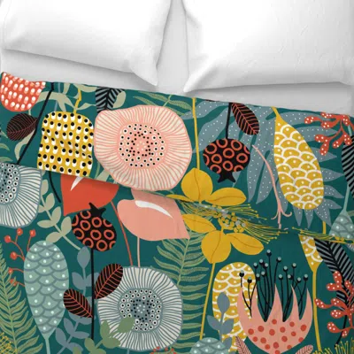 Spoonflower Large Retro Garden Midnight Wide Cotton Sateen 3.5 oz 26" X 20" Standard Knife Edge