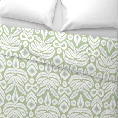 Spoonflower Large Reverse Soft Blue And Green Ikat Wide Cotton Sateen 3.5 oz 26" X 20" Standard Knife Edge