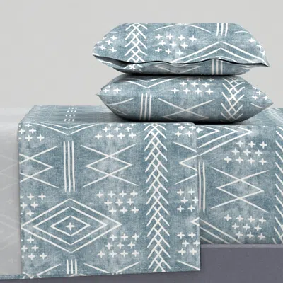 Spoonflower (large Scale) Vintage Moroccan - Dusty Blue King Sheet Set