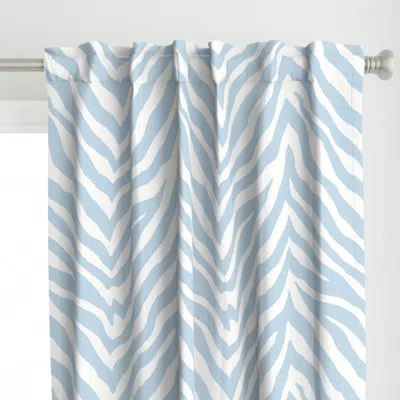 Spoonflower Large Scale Zebra In Soft Curtain Panel In Blue