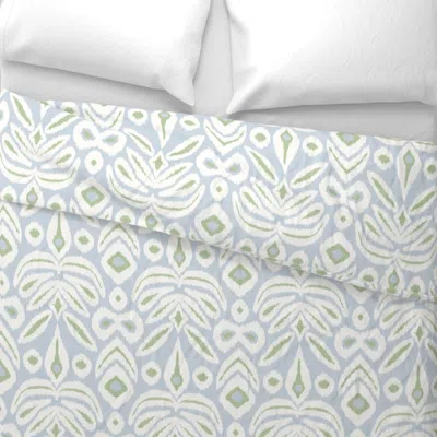 Spoonflower Large Soft-blue-and-green-ikat Wide Cotton Sateen 3.5 oz 26" X 20" Standard Knife Edge