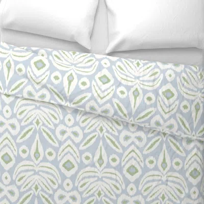 Spoonflower Large Soft-blue-and-green-ikat Wide Cotton Sateen 3.5 oz 26" X 20" Standard Knife Edge