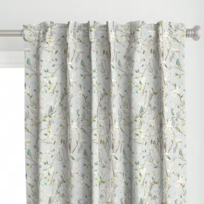 Spoonflower Large Trees Teal Leaves Curtain Panel