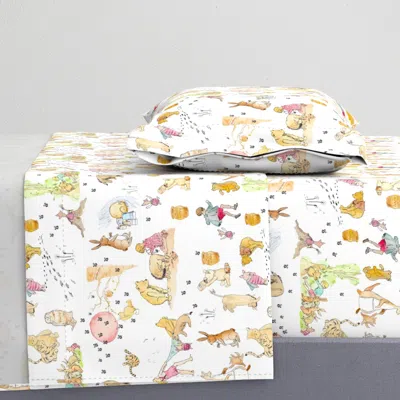 Spoonflower Large Vibrant Winnie The Pooh Watercolor Animals Bear Bunny Kids Wallpaper Twin Sheet Se