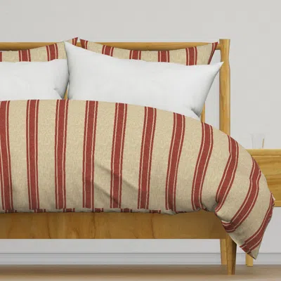 Spoonflower Large Western Ticking Stripe - Duvet Cover In Brown