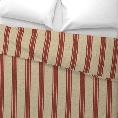 Spoonflower Large Western Ticking Stripe - Red Wide Cotton Sateen 3.5 oz 26" X 20" Standard Knife Edge