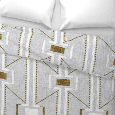 Spoonflower Large-deco Lines In Gold And Faux Grey Linen Euro Pillow Sham