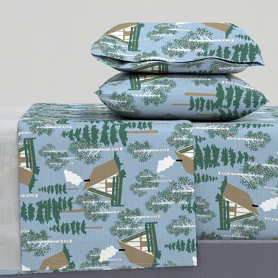 Spoonflower Largescale A-frame Cabin In The Woods Queen Sheet Set