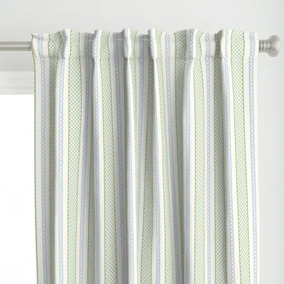 Spoonflower Lattice Stripes Green Curtain Panel