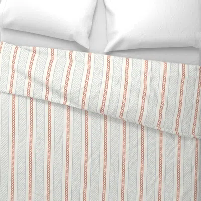 Spoonflower Lattice Stripes Muted Blue Red Americana Wide Cotton Sateen 3.5 oz 26" X 20" Standard Knife Edge