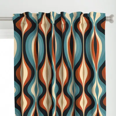 Spoonflower Layers Of Black Teal Curtain Panel