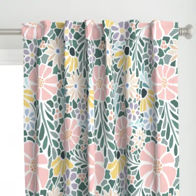 Spoonflower Layla Pink  White Mosaic Curtain Panel