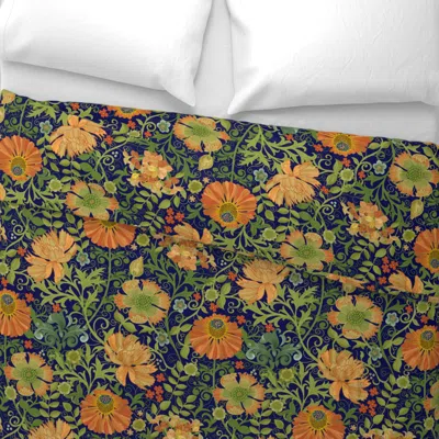 Spoonflower Le Jardin Art Nouveau Navy Blue King Pillow Sham