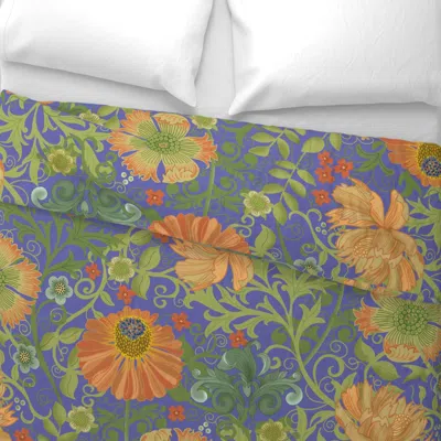Spoonflower Le Jardin Art Nouveau Periwinkle Large Euro Pillow Sham