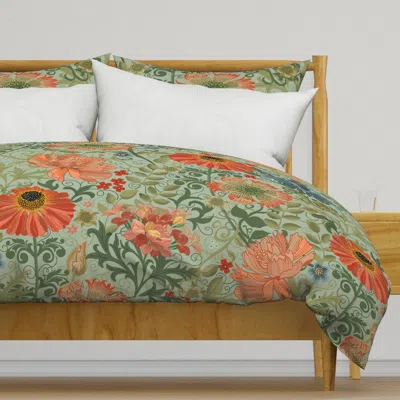 Spoonflower Le Jardin Art Nouveau Sage Duvet Cover