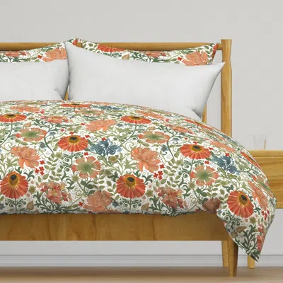 Spoonflower Le Jardin Art Nouveau White Duvet Cover
