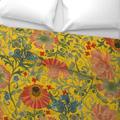 Spoonflower Le Jardin Art Nouveau Yellow Wide Cotton Sateen 3.5 oz 26" X 20" Standard Knife Edge