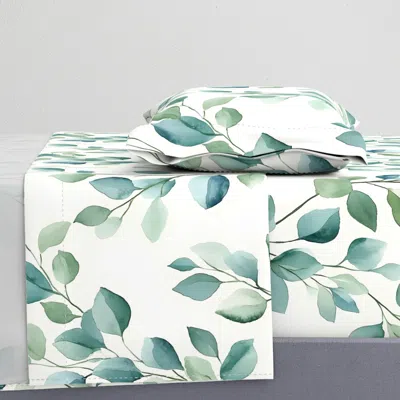 Spoonflower Leaf-soft Watercolor Leaf Pattern In Calm Natural Tones-r123023 Twin Xl Sheet Set