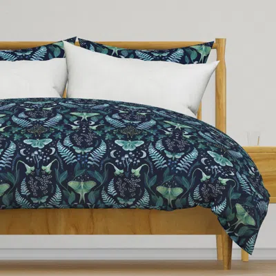 Spoonflower Leafy Evening Moth Garden Duvet Cover