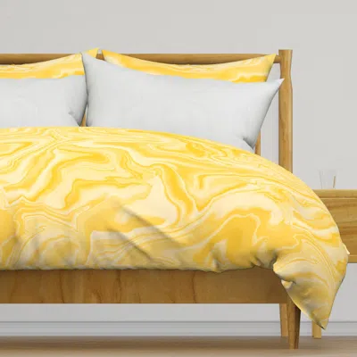 Spoonflower Lemon Yellow Marble Duvet Cover