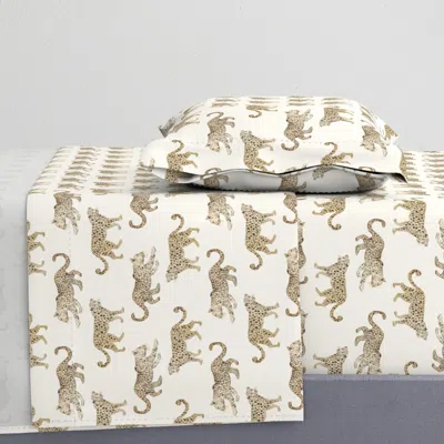 Spoonflower Leopard Parade Cream Twin Xl Sheet Set
