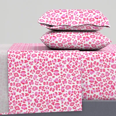Spoonflower Leopard Print Pink And White Queen Sheet Set