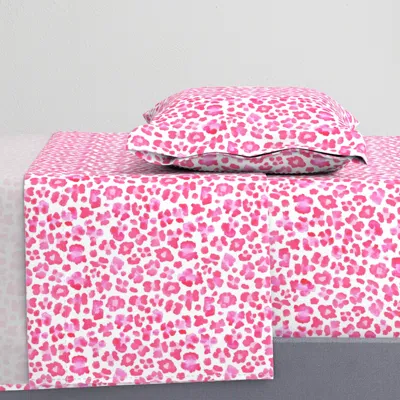 Spoonflower Leopard Print Pink And White Twin Xl Sheet Set