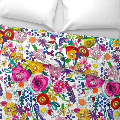 Spoonflower Les Fleurs // White ((large Scale)) King Pillow Sham