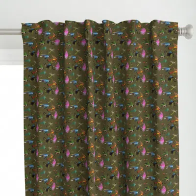 Spoonflower Let Em' Fly Trout Green Curtain Panel