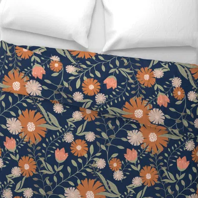 Spoonflower Lg Blue Spring Floral Textured Botanicals Wide Cotton Sateen 3.5 oz 26" X 20" Standard Knife Edge
