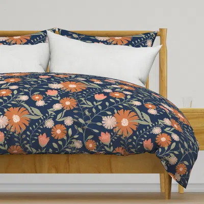 Spoonflower Lg Blue Spring Floral Textured Duvet Cover