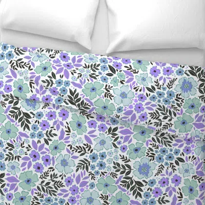 Spoonflower Life Blooms In The Spring - Purple Blue - Large Wide Cotton Sateen 3.5 oz 26" X 20" Standard Knife E