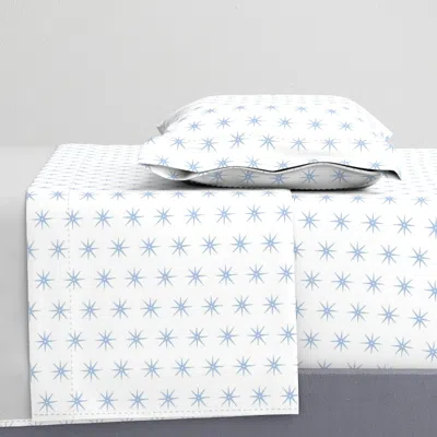 Spoonflower Light Blue And White Stars Twin Sheet Set