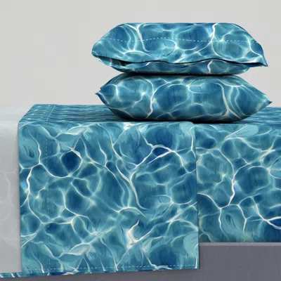 Spoonflower Light Blue Ocean Cal King Sheet Set