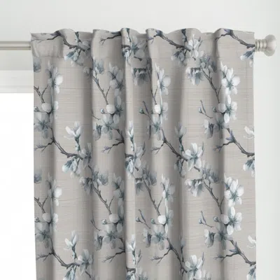 Spoonflower Light Blue White Blossoms Curtain Panel