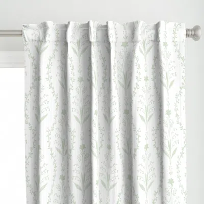 Spoonflower Light Sage Green Ogee Curtain Panel In White