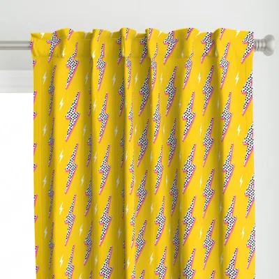 Spoonflower Lightning Bolt In Yellow Curtain Panel