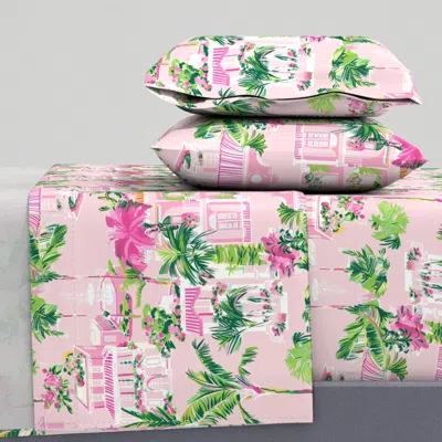 Spoonflower Lilly's Shopping Spree - Pink Wallpaper King Sheet Set