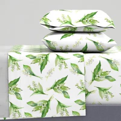 Spoonflower Lily Of The Valley 11" Repeat King Sheet Set