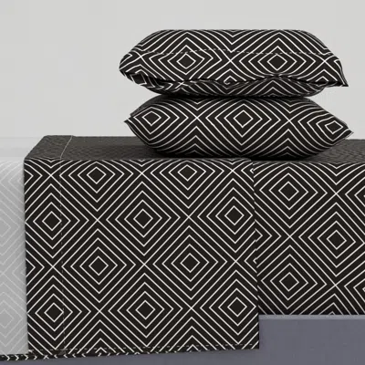 Spoonflower Line Diamond Tile Dark King Sheet Set