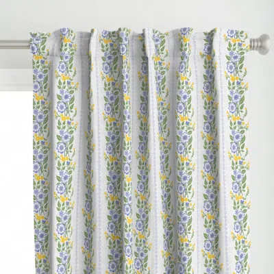 Spoonflower Linen Block Print Floral Curtain Panel