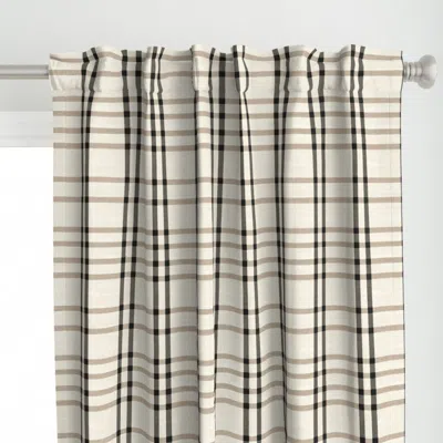 Spoonflower Linen Plaid Cream Beige Curtain Panel In Neutral