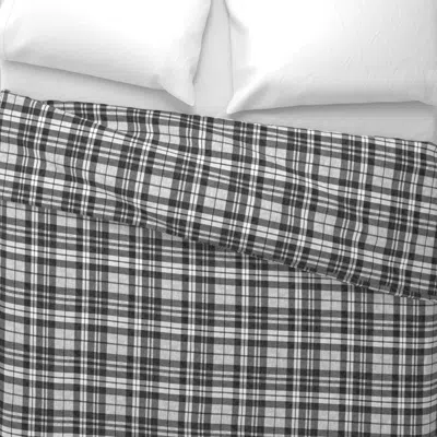 Spoonflower Linen Plaid - Dark Charcoal Wide Cotton Sateen 3.5 oz 26" X 20" Standard Knife Edge