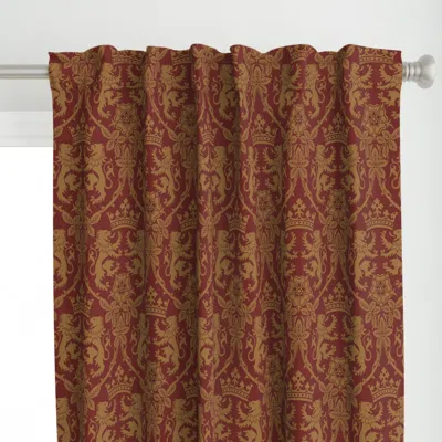 Spoonflower Lion & Rose In Garnet Curtain Panel