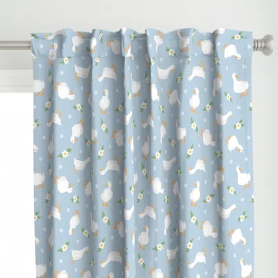 Spoonflower Little White Ducks Daisy Curtain Panel
