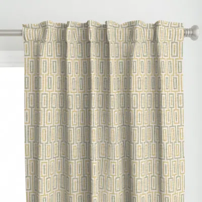 Spoonflower Lock & Key - Maize Curtain Panel In Brown