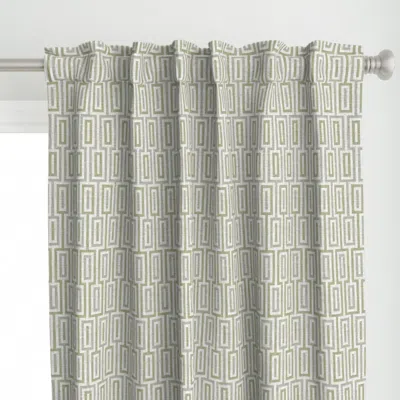 Spoonflower Lock & Key - Matcha Curtain Panel In Metallic