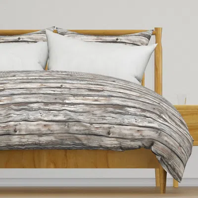 Spoonflower Log Cabin Log Wall Weathered Duvet Cover In Gray