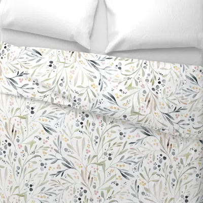 Spoonflower Long Leaves Medium On White Wide Cotton Sateen 3.5 oz 26" X 20" Standard Knife Edge